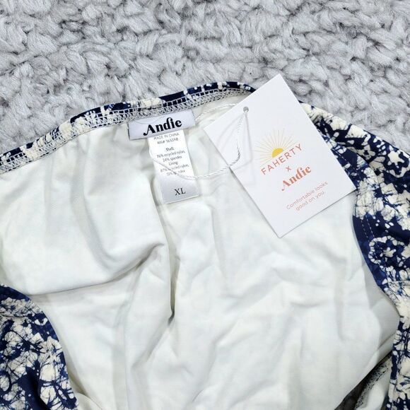 Andie Swim x Faherty Bikini Bottom Size XL Blue Cream Swimsuit Island Batik - Picture 6 of 8